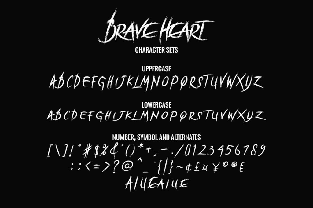 Brave Heart, Paintbrush Typeface font preview 7