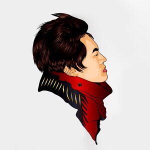 a man with a red scarf